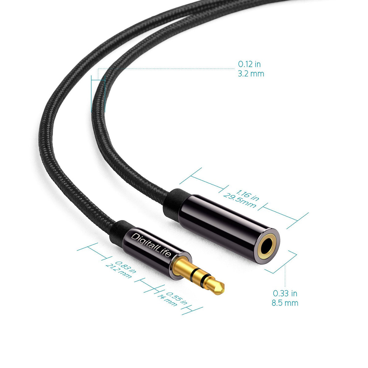 DigitalLife 3.5mm Stereo Male to Female AUX Audio Cable
