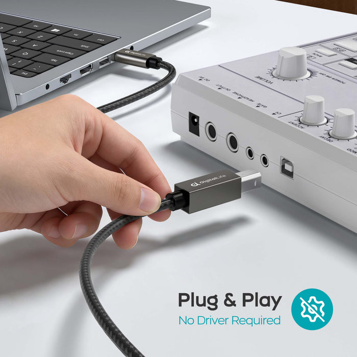 DigitalLife FlexMIDI Vortex USB C to USB B MIDI Cable 2m (4 Pack) | Compatible with USB Class-Compliant MIDI Keyboards, Synthesizers and DJ Controllers for Windows, macOS and Linux