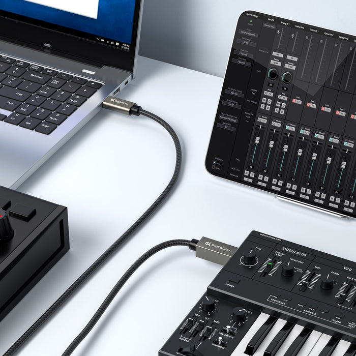 DigitalLife FlexMIDI Vortex USB C to USB B MIDI Cable 2m (4 Pack) | Compatible with USB Class-Compliant MIDI Keyboards, Synthesizers and DJ Controllers for Windows, macOS and Linux