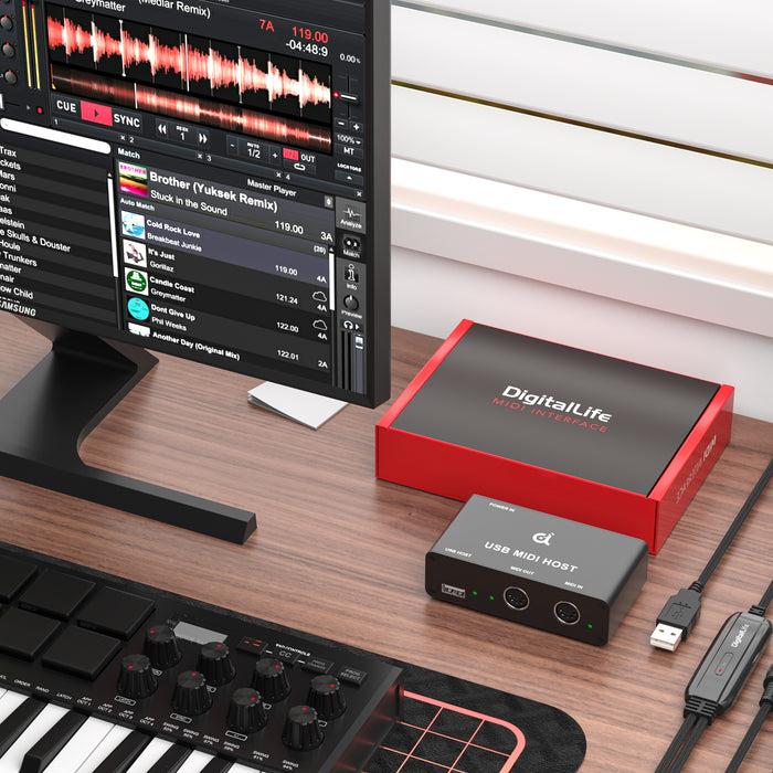 DigitalLife USB MIDI Host - UHOST-I-B, 5 Pin DIN MIDI Interface