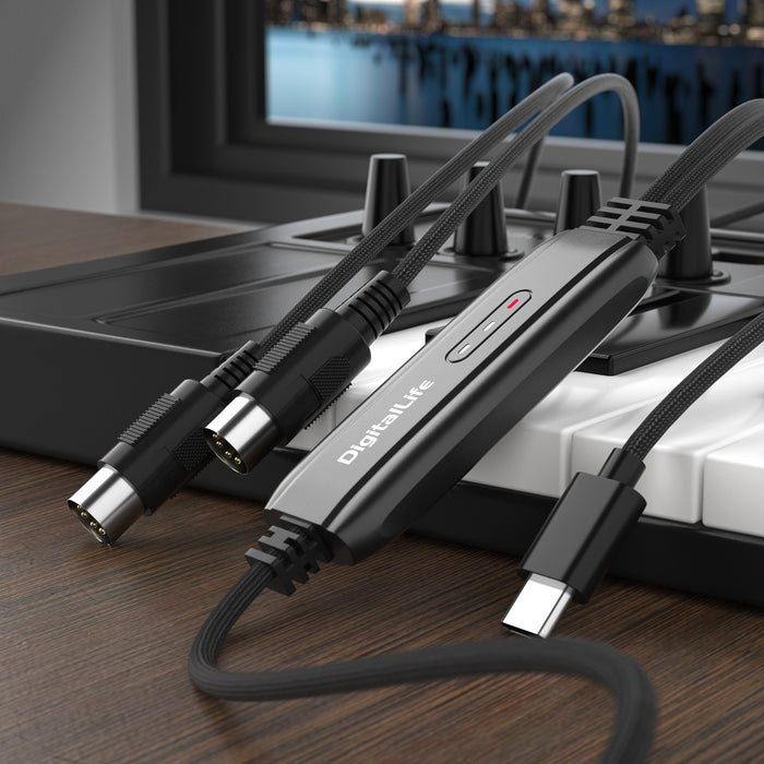 DigitalLife MIDI-C01 | USB-C MIDI Interface with Indicators