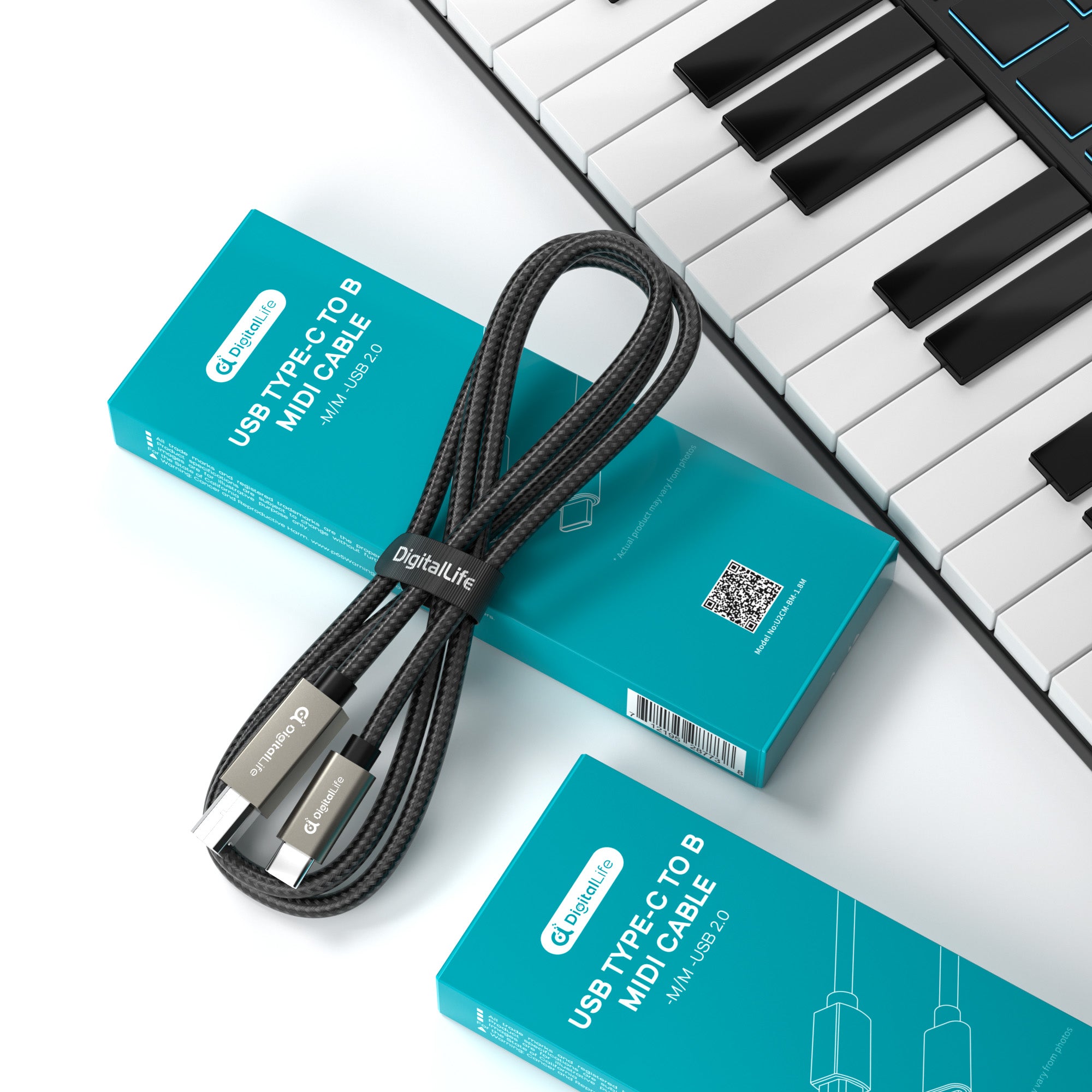 Câble USB Type B Vers Lightning MIDI 1.5m - Pour IPhone, IPad, Interfaces Audio Et Instruments
