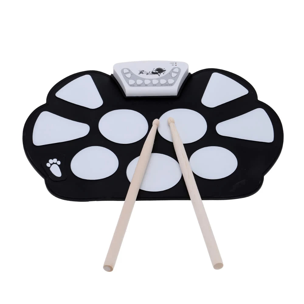 Portable Electronic Drum Pad Kit Silicon Foldable with Stick