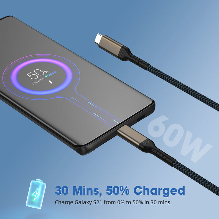 DigitalLife UC10G60-100 USB C Cable 10Gbps - 1m/3.3ft USB 3.1 Type-C Cable - 60W (3A) Power Delivery Charging - Charge & Sync