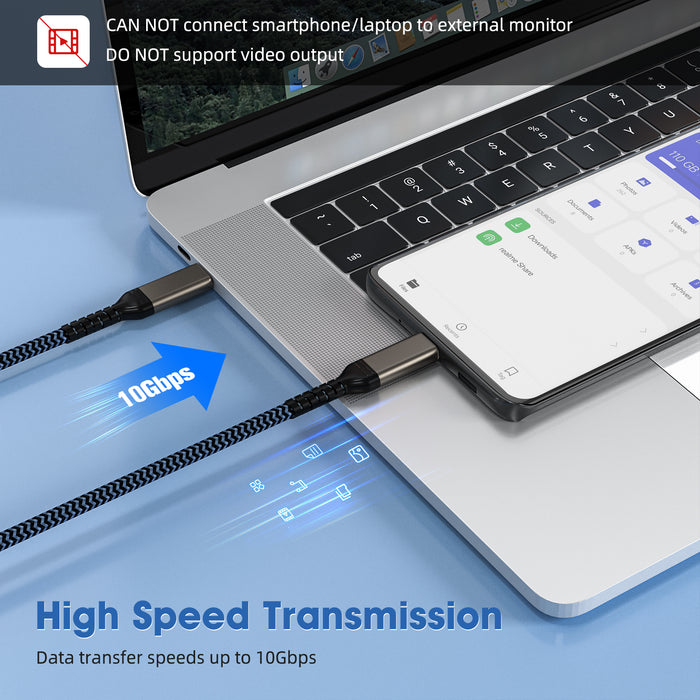 DigitalLife UC10G60-100 USB C Cable 10Gbps - 1m/3.3ft USB 3.1 Type-C Cable - 60W (3A) Power Delivery Charging - Charge & Sync