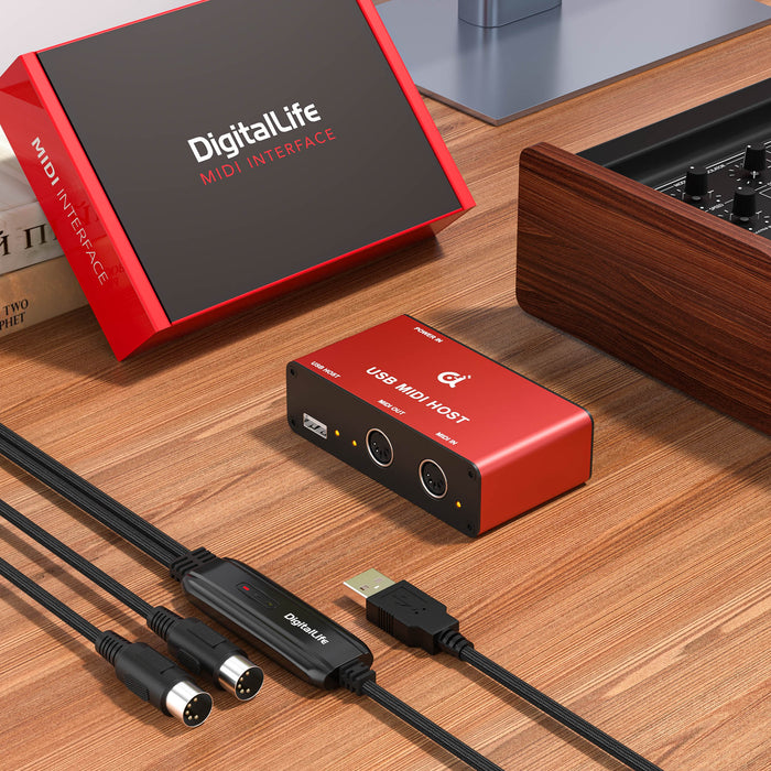 DigitalLife USB MIDI Host Box - UHOST-I-R, 5 Pin DIN MIDI Interface