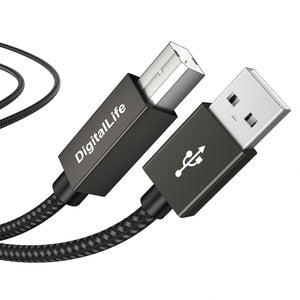 DigitalLife MIDI USB to B MIDI Interface Converter Cable for MIDI Music Instruments, 1.8m, Nylon Braided, Metal