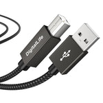 DigitalLife MIDI USB to B MIDI Interface Converter Cable for MIDI Music Instruments, 1.8m, Nylon Braided, Metal