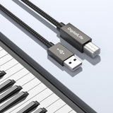 DigitalLife MIDI USB to B MIDI Interface Converter Cable for MIDI Music Instruments, 1.8m, Nylon Braided, Metal